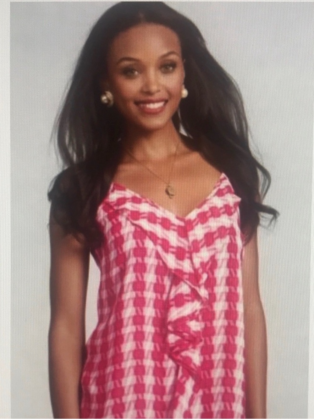 Cabi #341 EUC Ooh La La Cami Pink and White Ruffle Front Cami